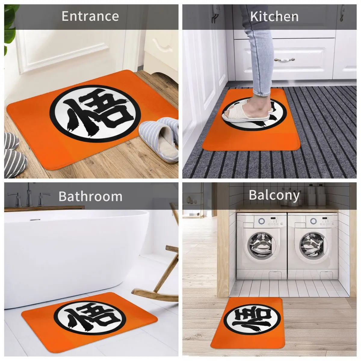 Japan Anime Bath Mat Orange Bathroom Accessories for Shower Home Entrance Anti-Slip Protective Floor Mat Anti-Slip Toilet Mat