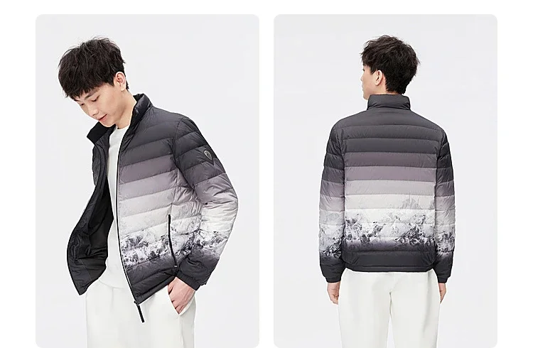 BOSIDENG Lightweight Men's Down Jacket,Water-Resistant Puffer Jacket Winter Coat with Stand Collar for Outdoors Travel 1005