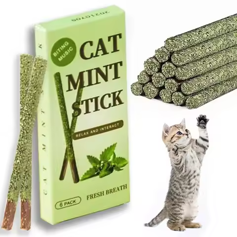 Natural Matatabi Mint Stick para gato, mordida apanhada, varas excitadas, Silvervine para limpeza de dentes, Tratando Pet Supply, Cat Supplies, 6pcs