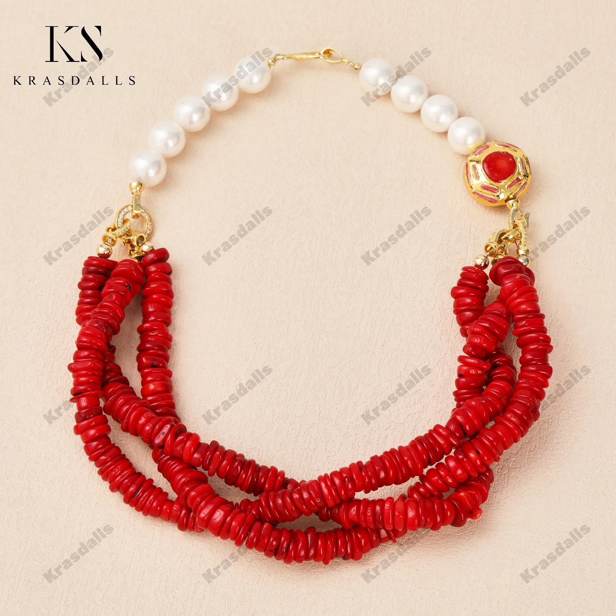 Irregular Natural Stone Bohemian Necklace Beaded with Freshwater Pearl Collar Jewelry Red Natural Stone Pearl Necklace