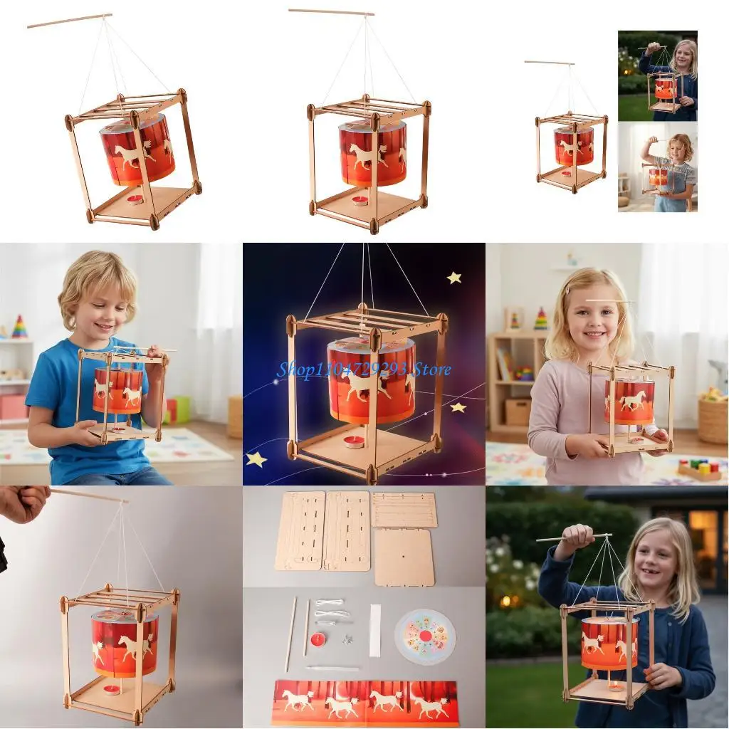 

Y2GD Engaging DIY Wooden Zoetrope Science Set For Children Physics Experiment Educational Toy Creative Learning Activity