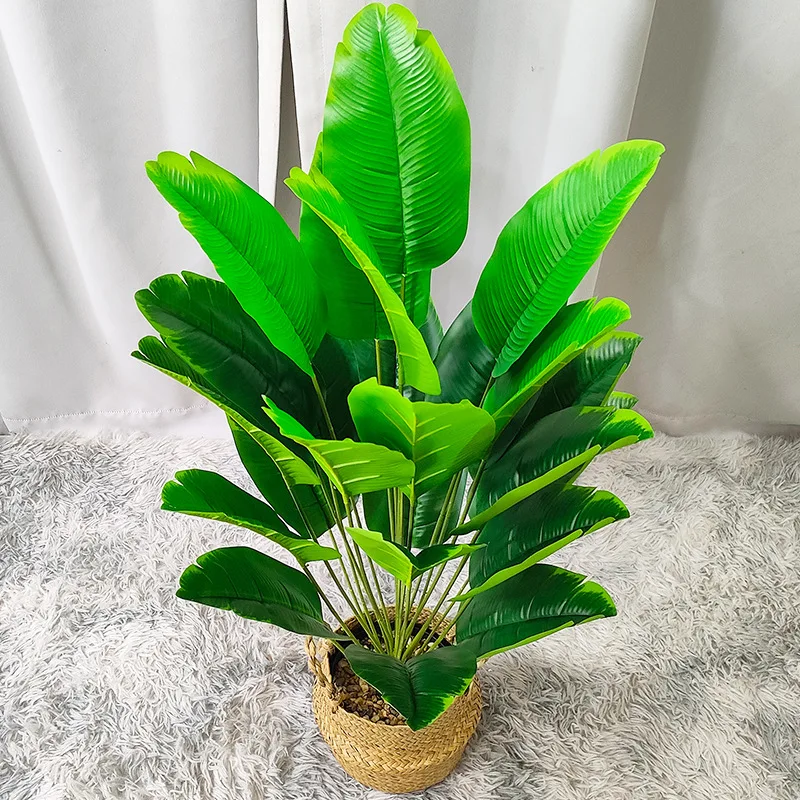 90cm Plantain Leaf Palm Artificial Plants Green Tree Simulated Plant Garden Home Room Decoration Bonsai Outdoor Floor Ornament