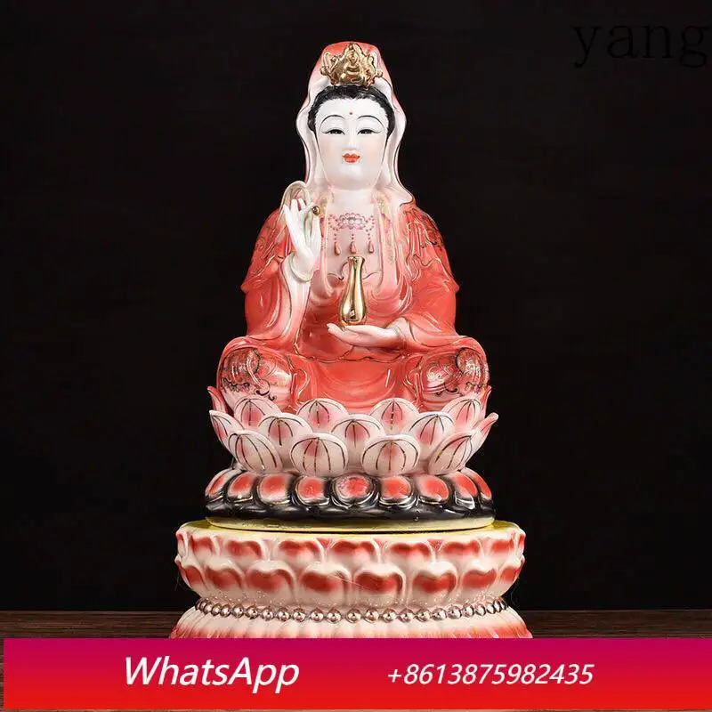 

YJQ Buddha statue Guanyin ceramic lotus base table, offering ceramic round ornament, incense burner base bracket