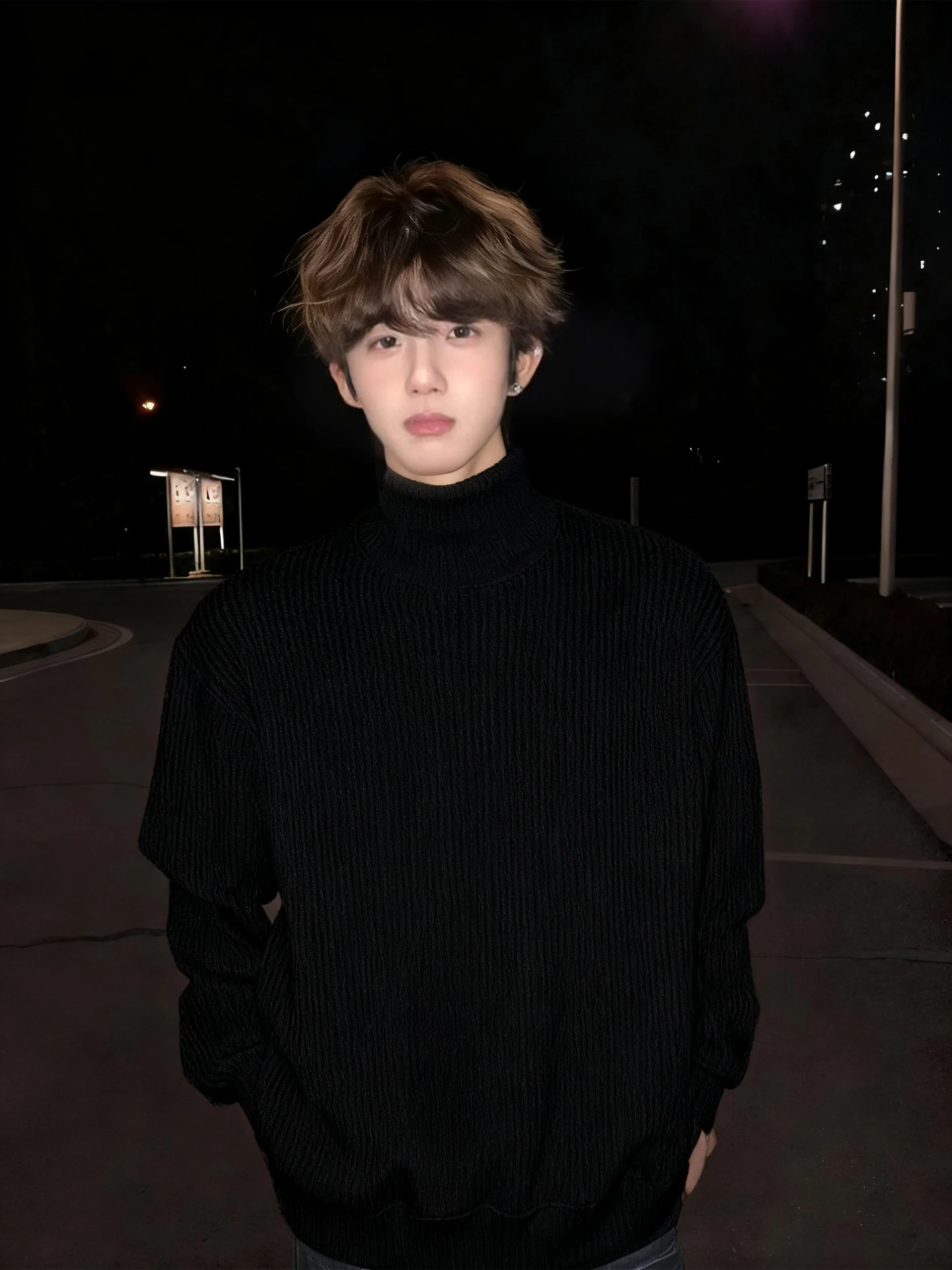 

Cleanfit Men's High Collar Fce Lined Knitwear Thiened Winter Sweater Inner Wear Casual Slim Fit American Sle Warmth