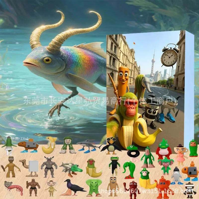 

24PCS Italian Brainrot Tung Sahur Figure Bombardino Crocodilo Shimpanzini Bananini Model Wooden Stick Tralalero Tralala Figures