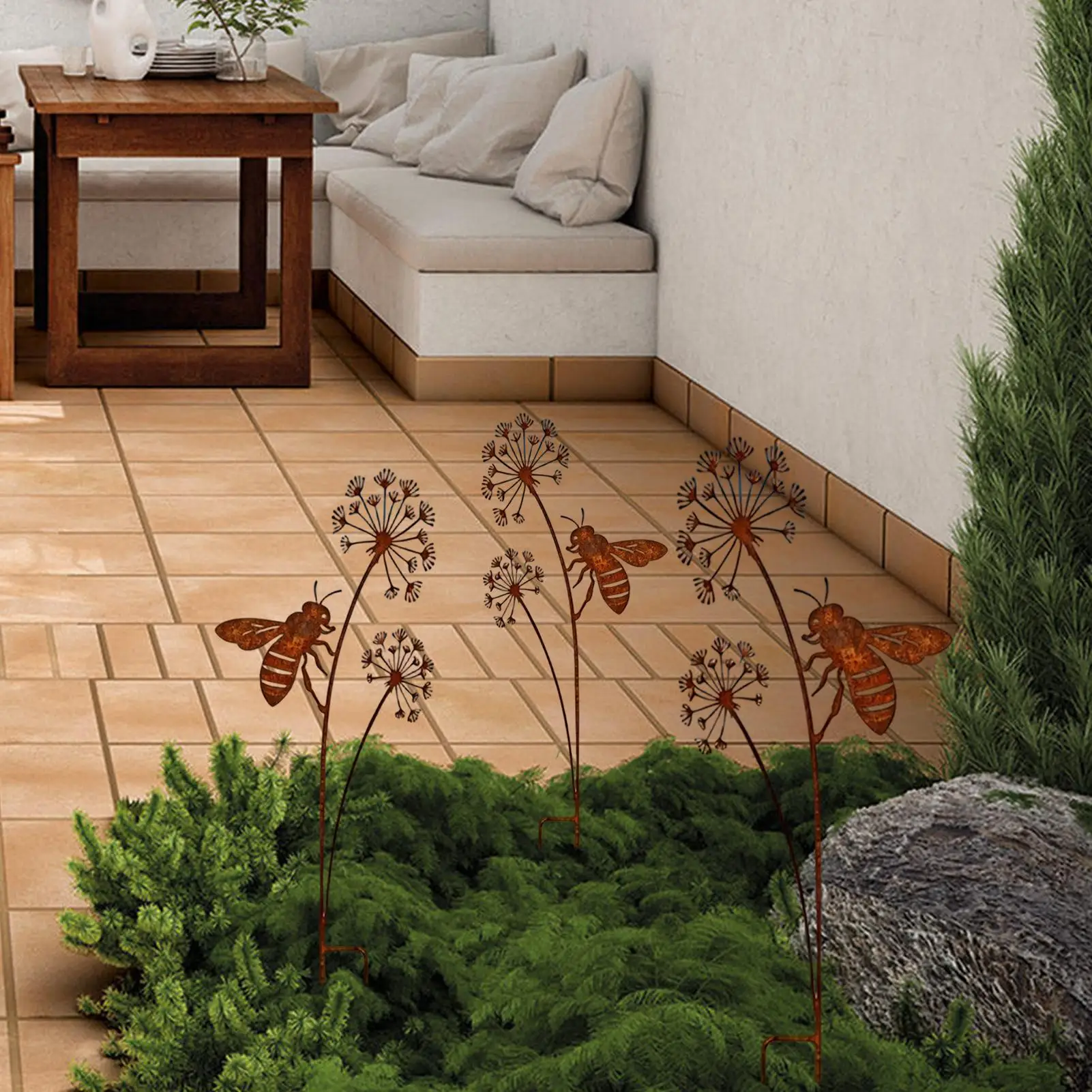 

Металлические садовые декоративные колышки в деревенском стиле с пчелами, уличные металлические украшения для клумб, для двора, газона, патио, веранды, террасы