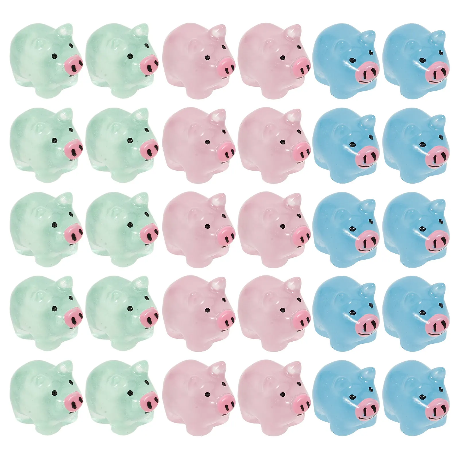 

50Pcs Night Light Mini Pig Ornaments Resin Garden Decor Micro Landscape Decoration Glow in The Dark Pig Figurine