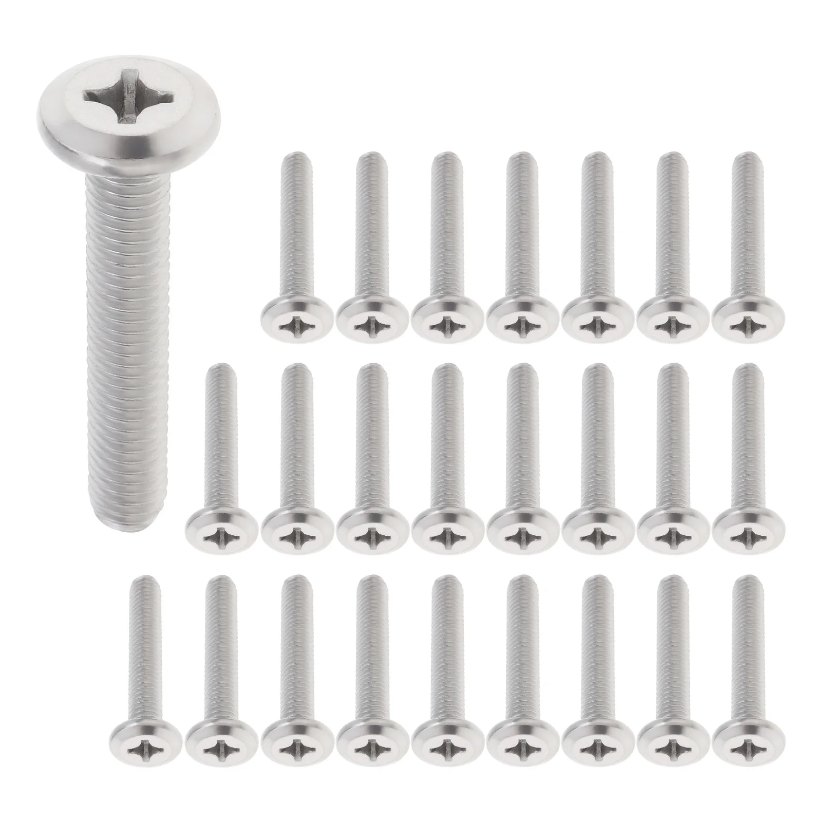 

25pcs 304 Stainless Steel 18-8 M6-1.0 x 35mm Flat Round Head Screws Cross Drive Machine Screw for Furniture Connection