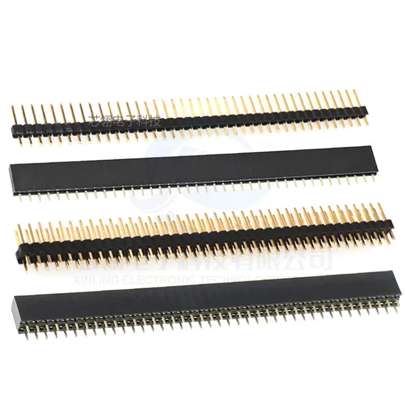 5pcs Gold-Plated Pin Header 40/50pin 1.27/2.0/2.54mm Pitch, Socket Header, Single/Double Row, Straight/Bent Pin Header Socket