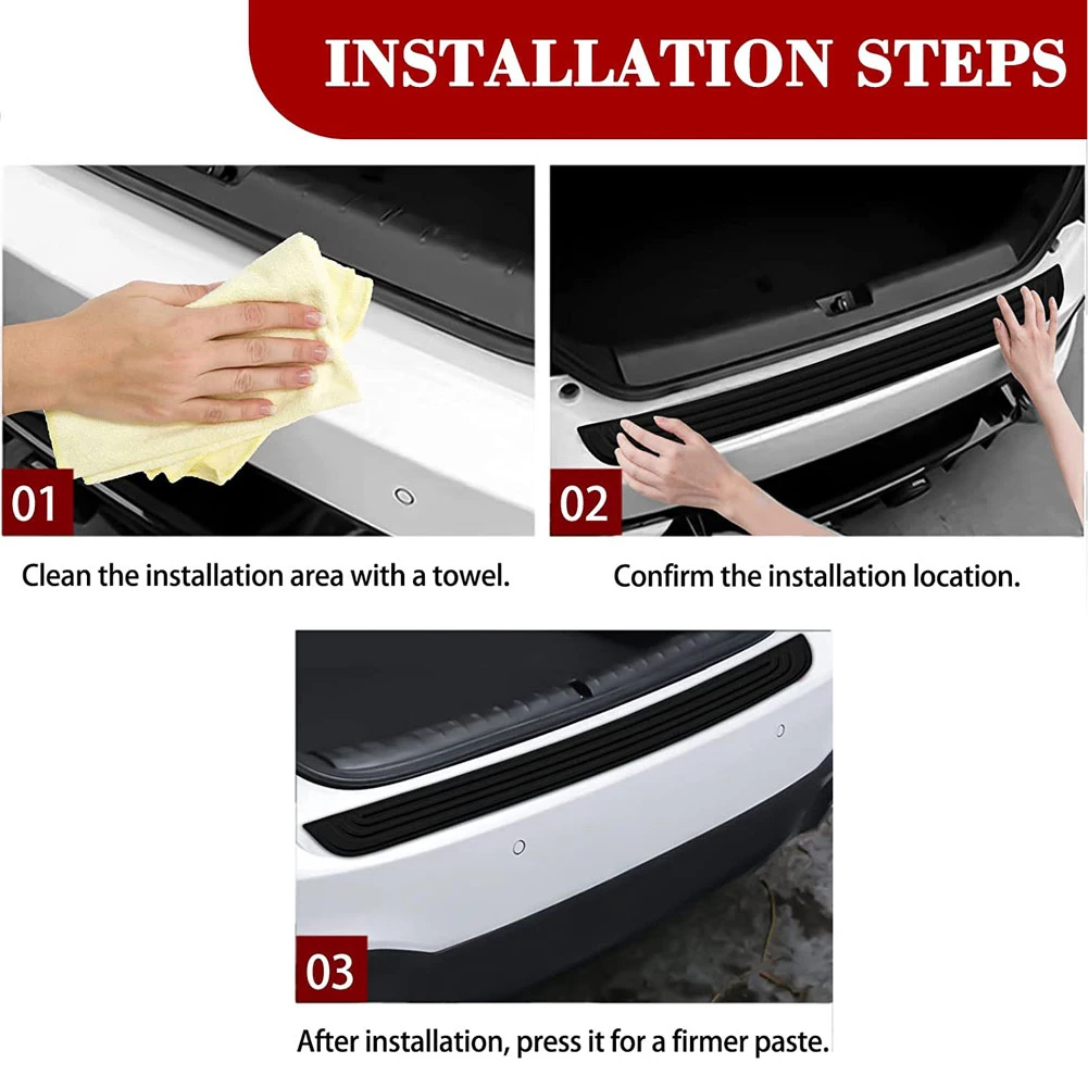 Universal Rubber Mouldings Pad Trim Cover Strip Anti-Scratch Car Rear Bumper Guard Plate Cover Trim Trunk Guard Car Accessories
