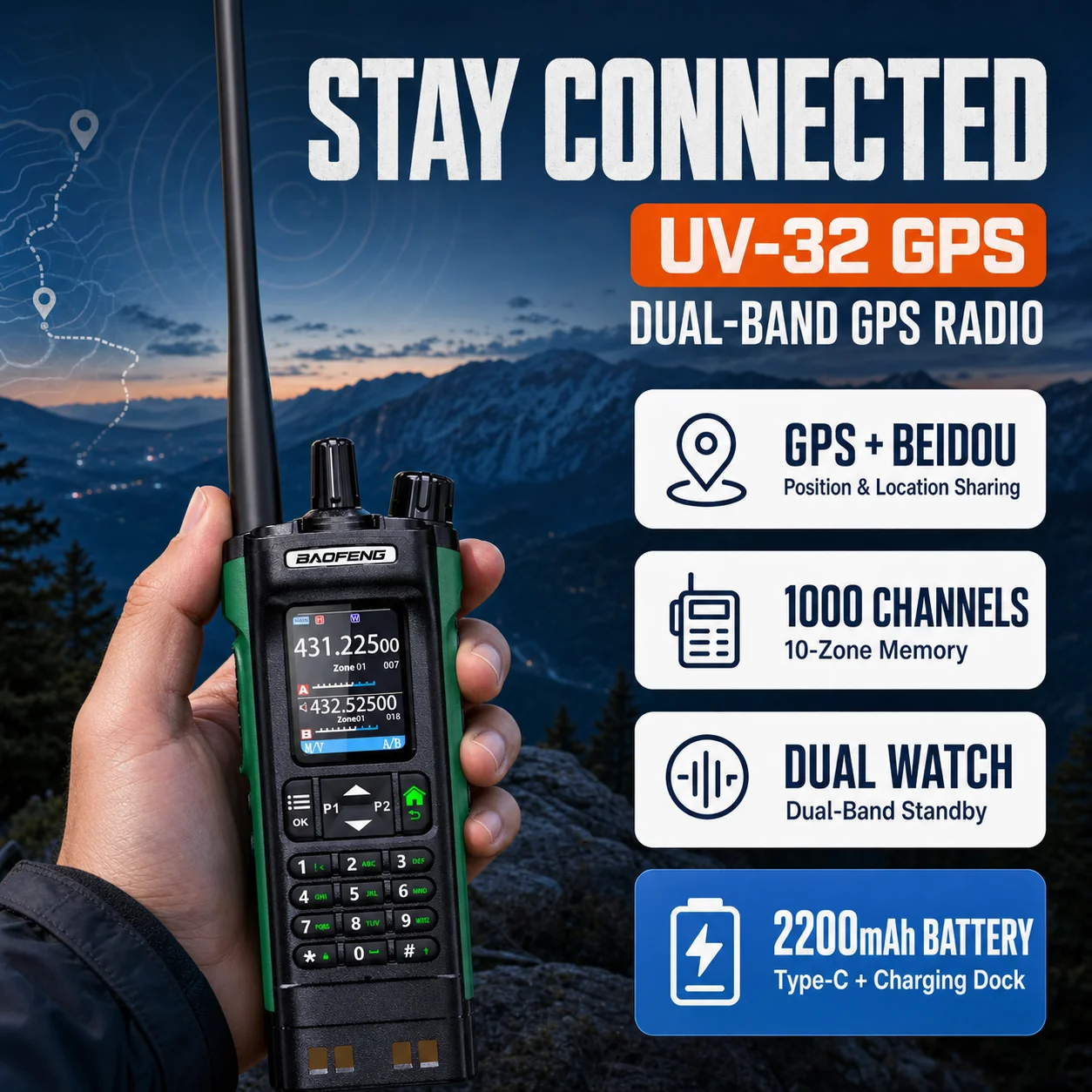 baofeng-uv-32-gps-talkie-walkie-double-bande-10w-1000-canaux-programmation-bluetooth-batterie-2200mah-usb-c