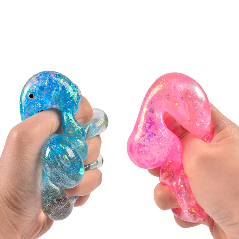 1 pçs aleatório glitter goma urso needoh pequeno animal bonito anti estresse splat descompressões ventilação espremer brinquedo urso prop