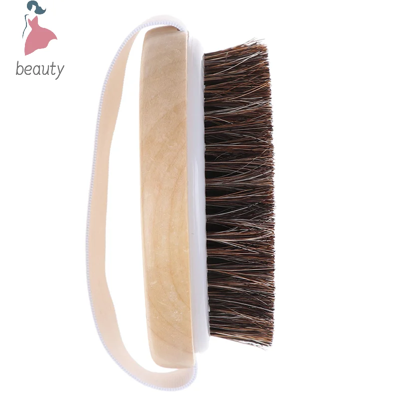 1X Wood Natural Horse Hair Bath Body Brush Cellulite Shower Dry Skin Exfoliation