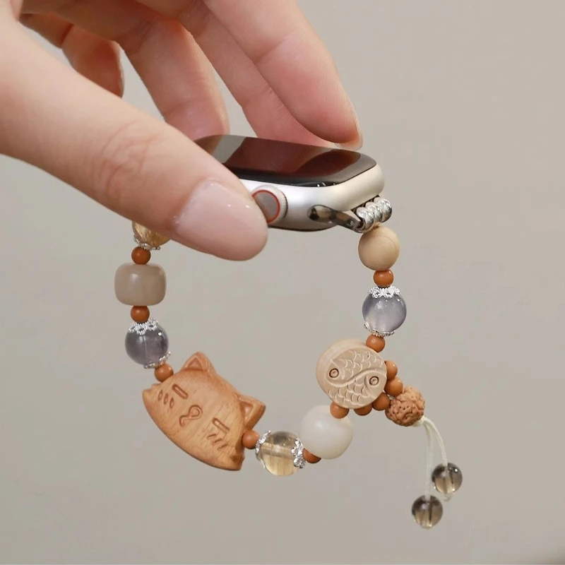 

Деревянная кошачья бусина, совместимая с 38/40/41/42/44/45/46/49 мм, совместимая с ремешком Apple Watch Ultra/Se10/9/8/7/6/5/4/3/2/1