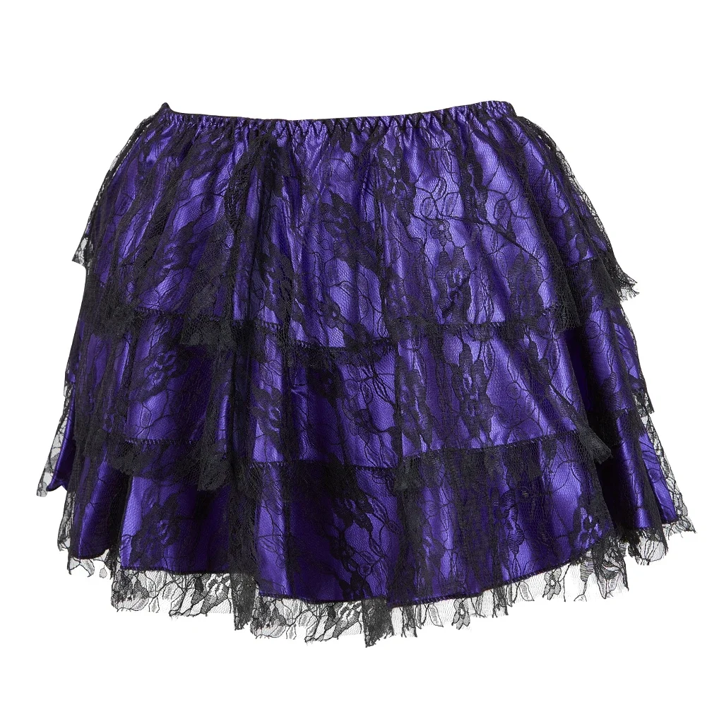 Women Sexy Floral Lace Mesh Skirt Showgirl Party Fashion Dance Skirts Layered Ruffled Skirt Match Corset Vintage Style image 3