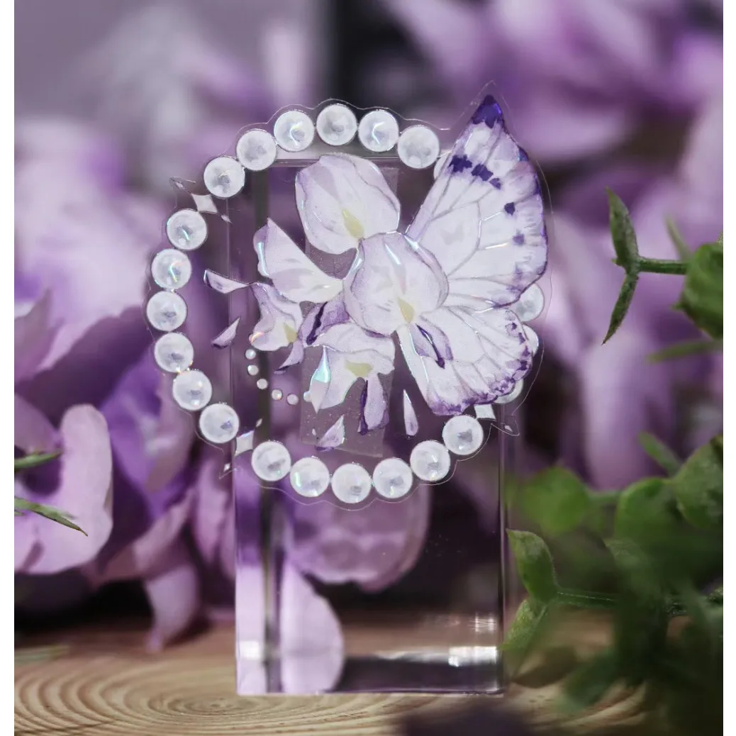 

3.25 Washi Pet Tape 1 Loop Moshang Wisteria Shiny Light, Purple Little Flower Vine Just Journaling Polco Decorating Acrylic Shak