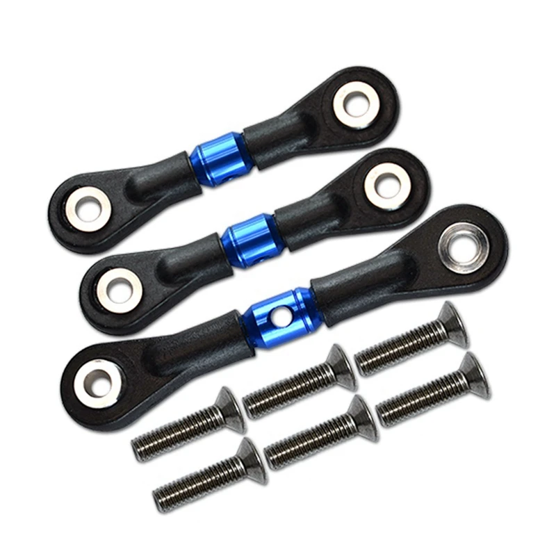 3 adet Direksiyon Bağlantı Çubuğu Servo Çubuk Tamiya TT-02 TT-02T TT02 TT02T 1/10 Yedek RC Araba Yükseltme Parçaları Aksesuarları, Mavi