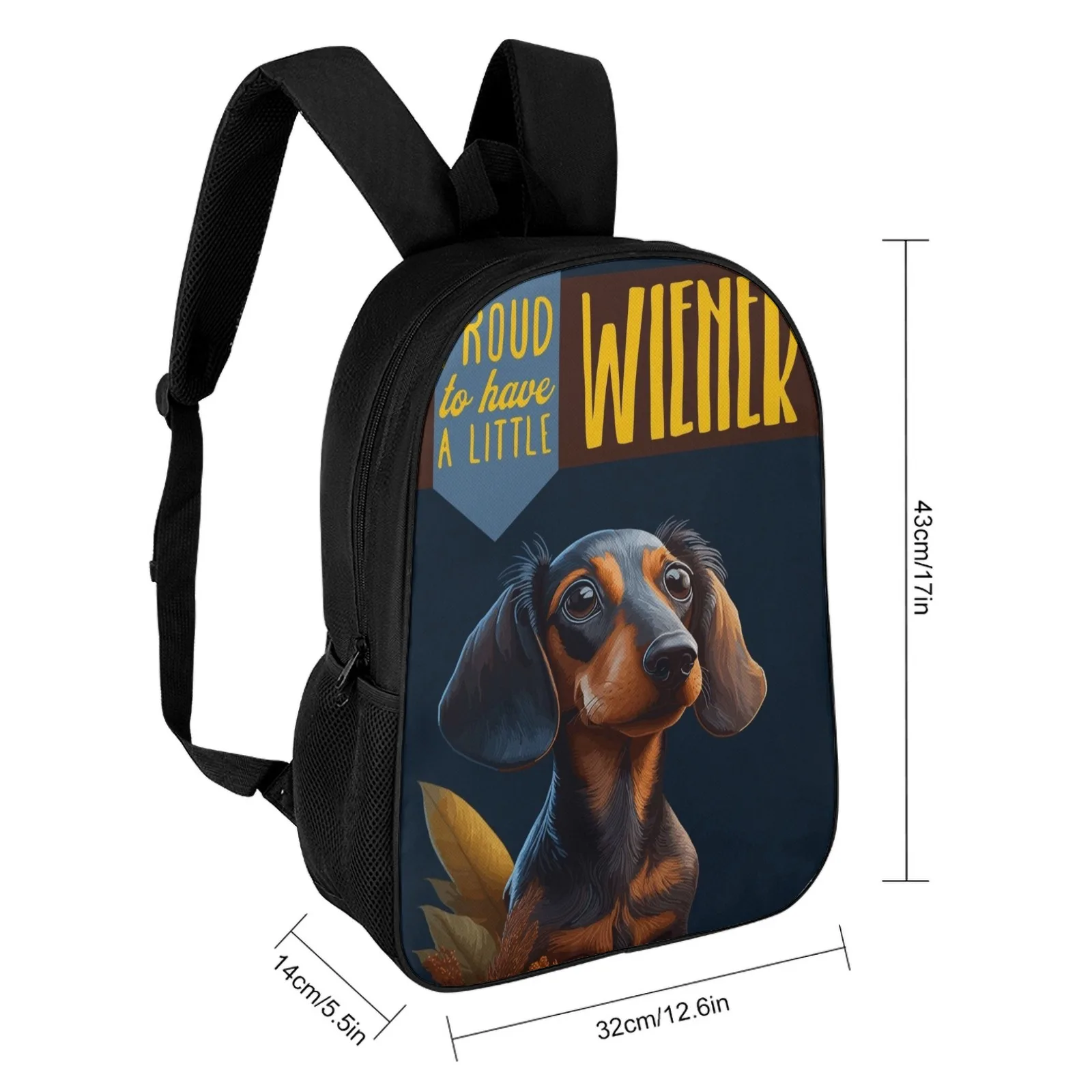Un piccolo cane Wiener divertente zaino da scuola da 17 pollici Mochilas De Hombre Mochila borsa da scuola Teen Boy Bolso Bolsa Bag Mochila