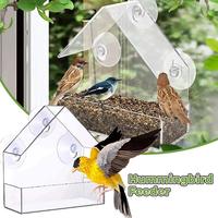 Transparent Bird Feeder Outdoor Outside Hanging Bird Feeder House with Suction Cup Sliding Automatic Birds Feed Tray for Garde
