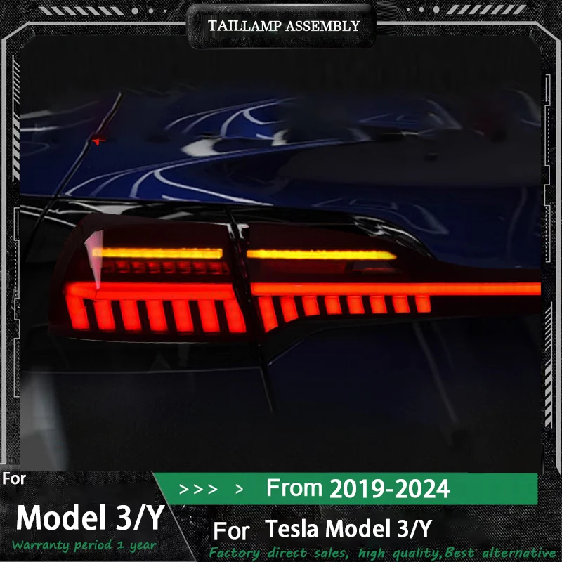 تصفيف السيارة الذيل مصباح ل تسلا نموذج 3 Y 2017 2018 2019 2020 2021 2022 Model3 مصباح ليد خلفي الفرامل عكس اكسسوارات السيارات
