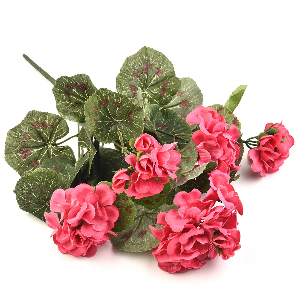 

1pc Artificial Flowers Simulated Geranium Plants Fake Silk Flower Bouquet For Wedding Ceremony Home Outdoor Garden Xmas Decor