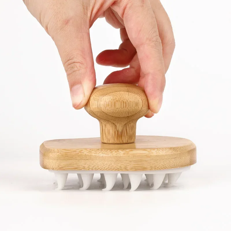 

Bamboo Shampoo Brush Wooden Silicone Massage Comb Multifunctional Head Massager Bath Brushes Scalp Massage Cleaning Массажер