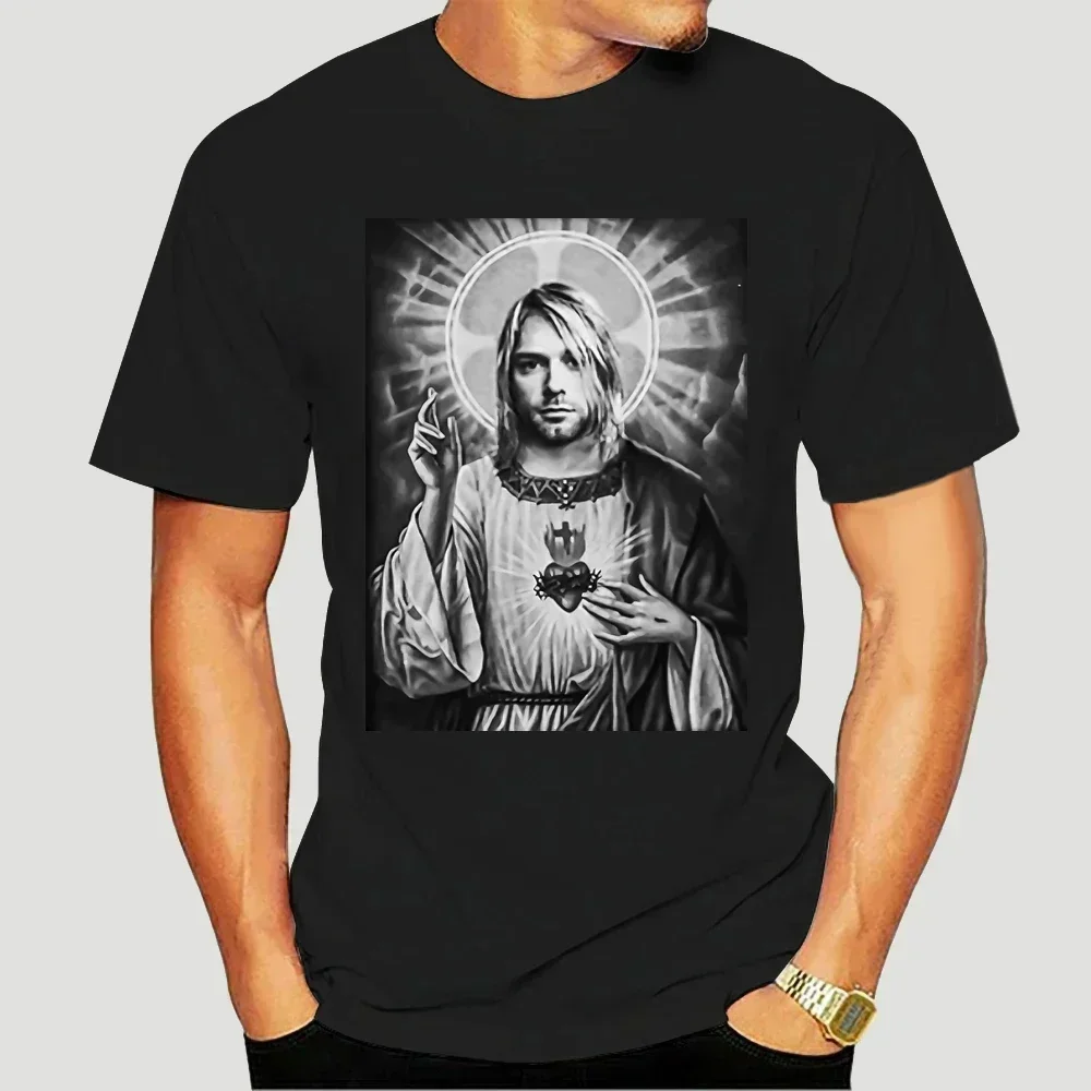 NEW Kurt Cobain Saviour Unisex Saint T-Shirt Men Print Tee Black Short Sleeve Tops Homme  Streetwear