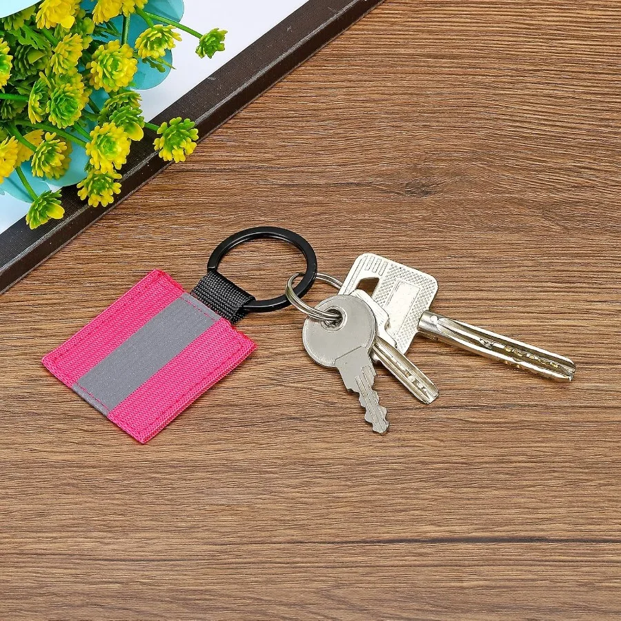 علامات سلسلة المفاتيح العاكسة سستة عاكسة تسحب سلسلة المفاتيح النايلون عالية الوضوح علامات عاكسة لحقيبة الظهر #4