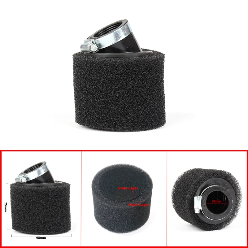 35mm fit PZ19 carburetor black red Neck Foam Air Filter Sponge Cleaner Moped Scooter 110cc Dirt Pit Bike Motorcycle Kayo BSE