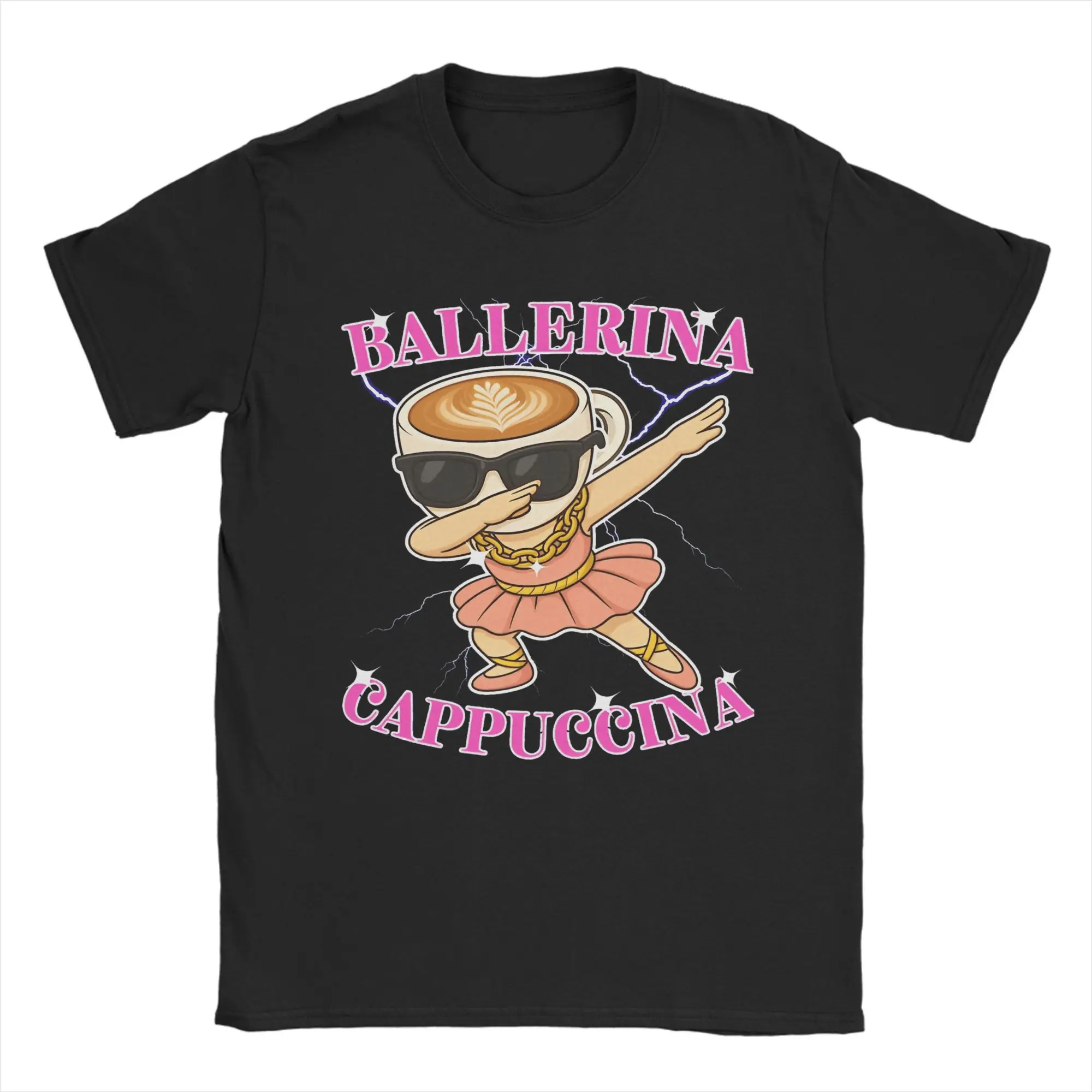 

Мужские футболки Ballerina Cappuccina, забавные футболки, футболка с короткими рукавами и круглым вырезом, 100% хлопок, идея подарка, одежда