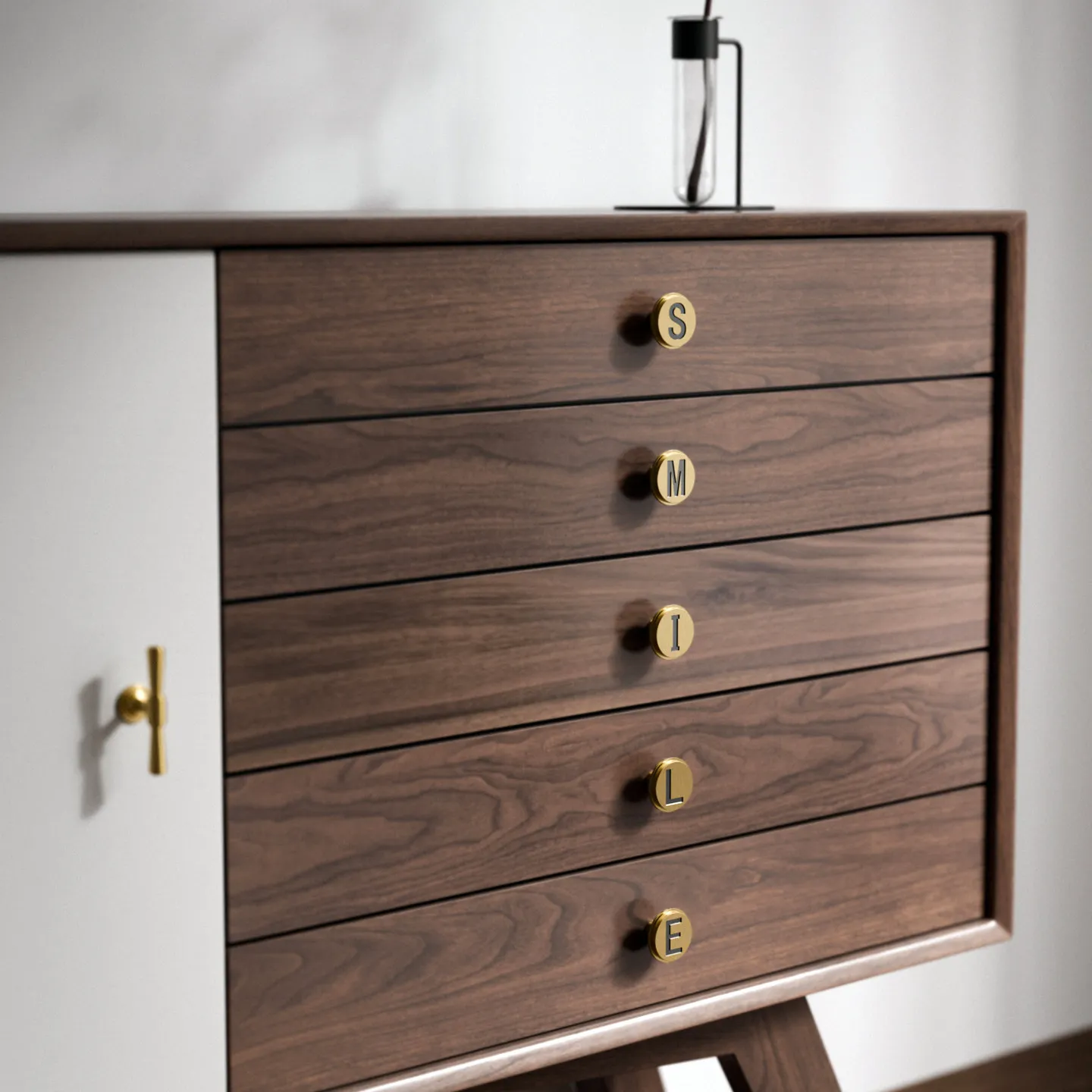 A-Z French single hole modern minimalist creative art handle 26 letter solid brass handle cabinet wardrobe door drawer handle