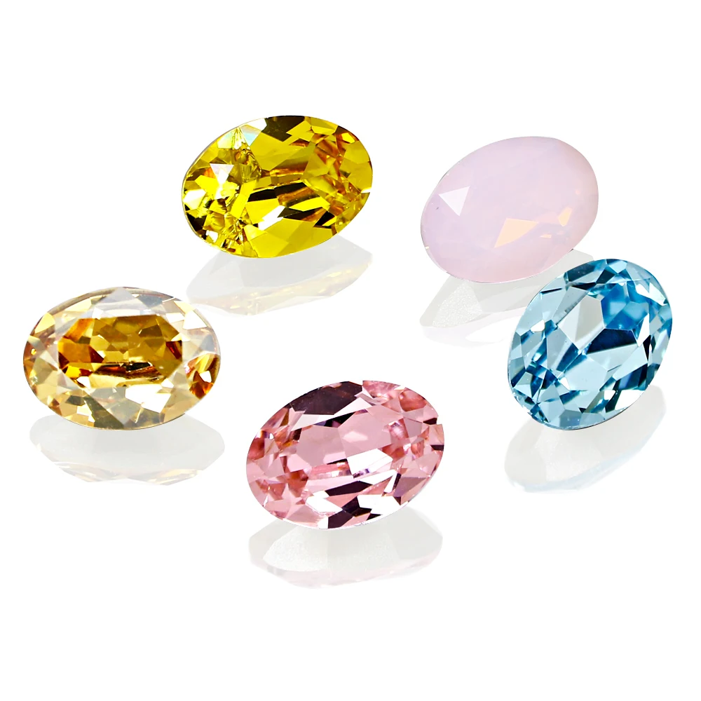 6x4MM  Oval Shape Fancy Stone K9 Crystal Rhinestone High Quality Pointback Stone Glue On Glass Stone For Shoes Bags Nail Art DIY