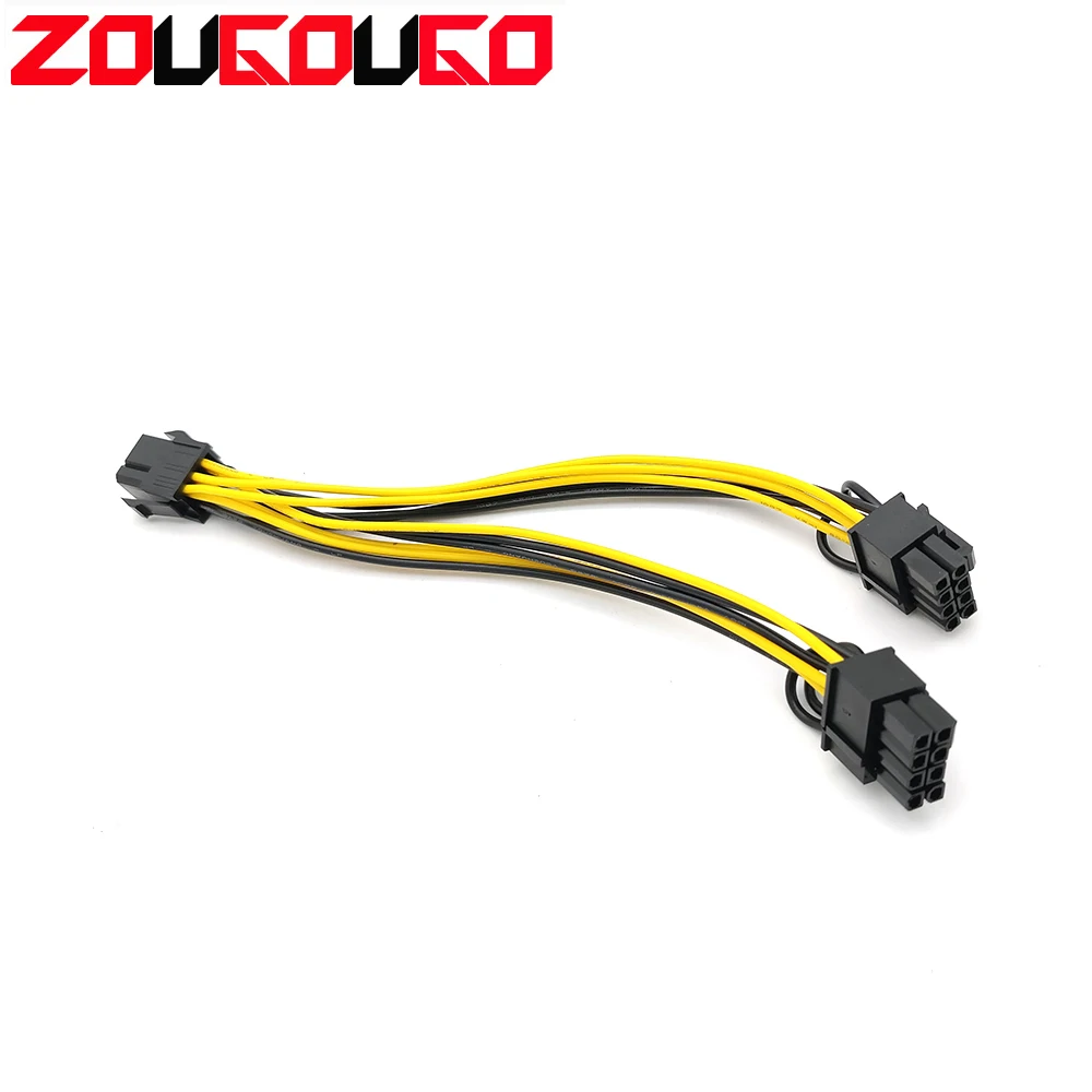 6 Pin PCI Express to Dual PCIE 8 (6+2) Pin Power Cable 20cm Motherboard Graphics Card PCI-E GPU Power Data Cable Splitter