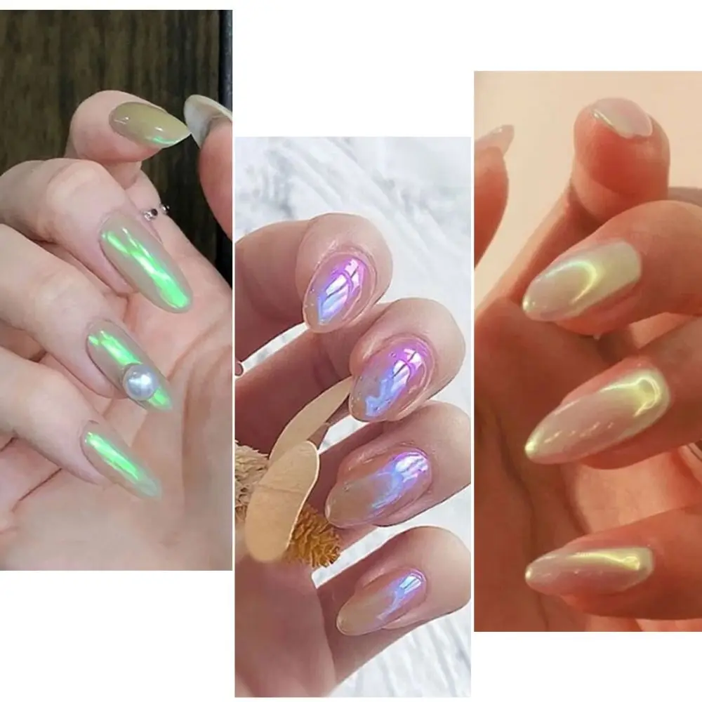 반짝이는 오로라 네일 파우더 미러 마감 반짝이는 네일 펄 파우더 네일 장식 오래 지속됨