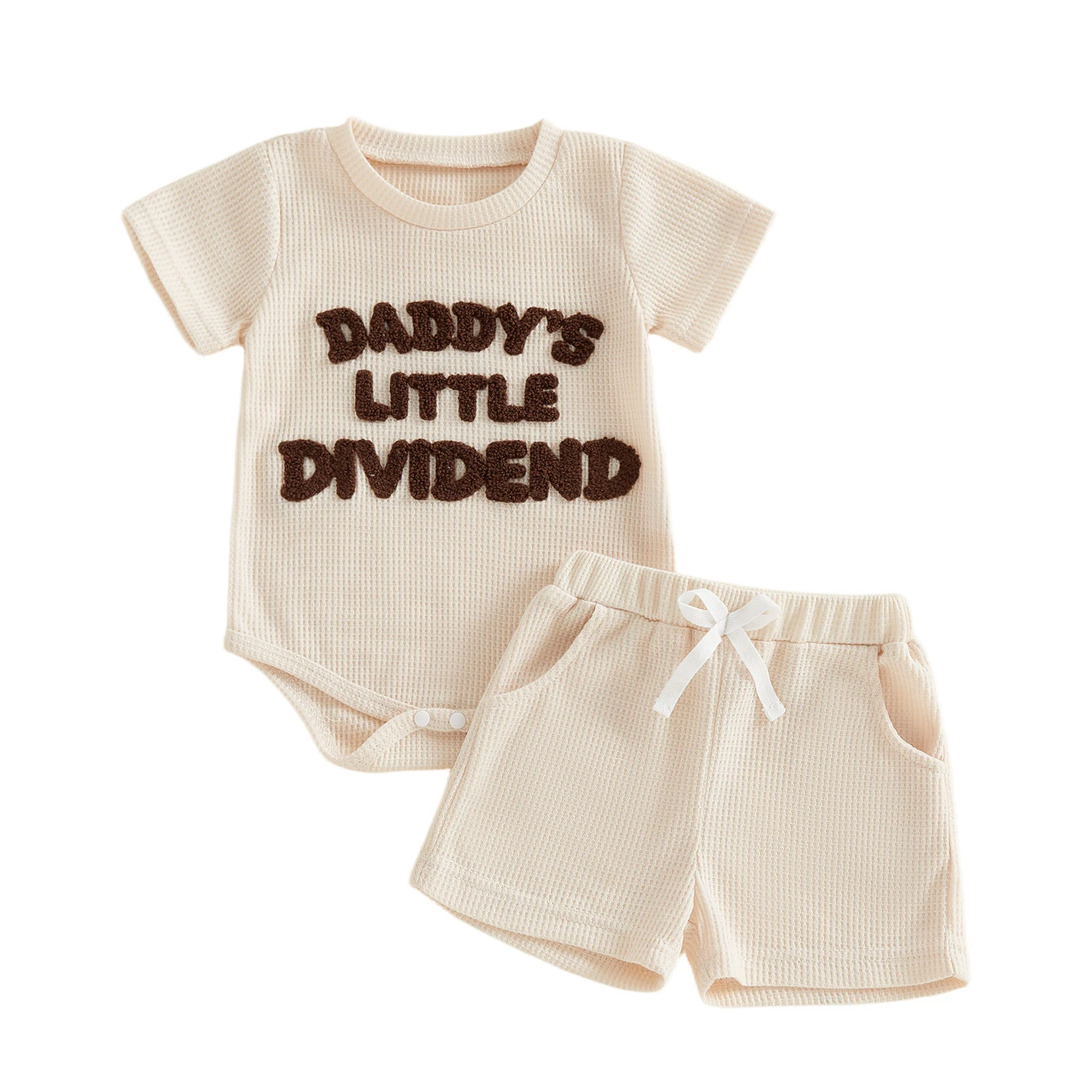 

Baby Boys 2Pcs Summer Outfits Short Sleeve Letter Embroidery Romper Shorts Set Newborn Clothes
