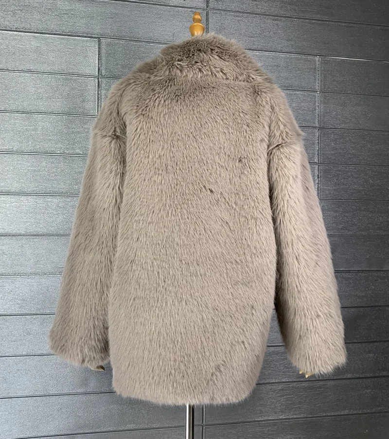 Manteau d'hiver en fausse fourrure pour femme, veste à revers, streetwear féminin, promotion combinée