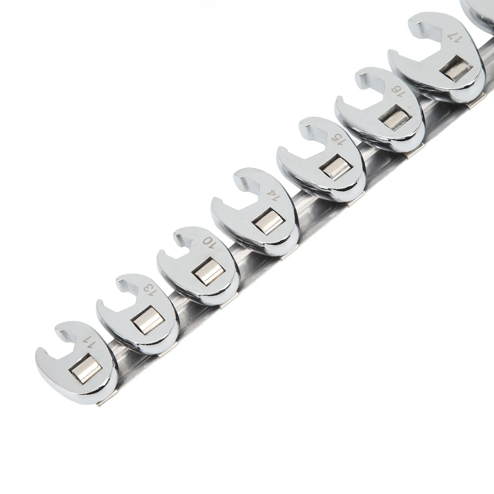 10pcs Crows Foot Wrench Set 10-22mm Metric Nut Wrench Head For 3/8in Drive Ratchet Car Repair Tool