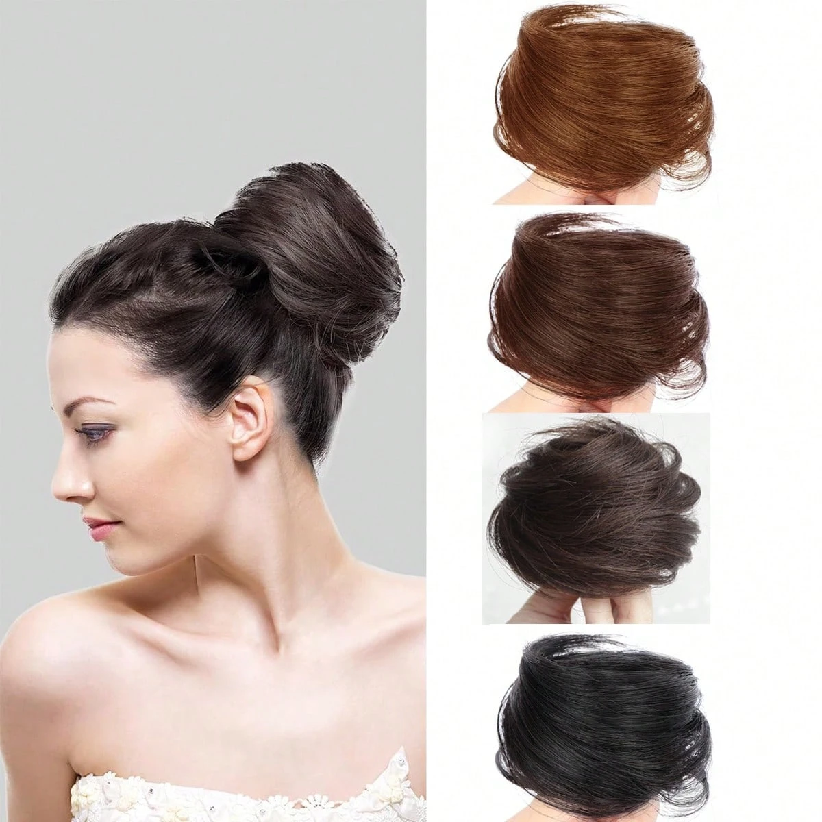 

Легко носить синтетический прическа, парик, элегантный прямой шиньон, булочка, волосы с резинкой, термостойкое волокно, хвостик, шиньоны