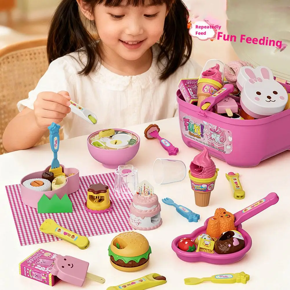 Bärenförmiges Pudding-Fütterungsset für Rollenspiele, Frühpädagogik-Lunchbox, Pudding-Spielzeug, Simulationsmodell, Spielhaus-Spielzeug, Geschenke