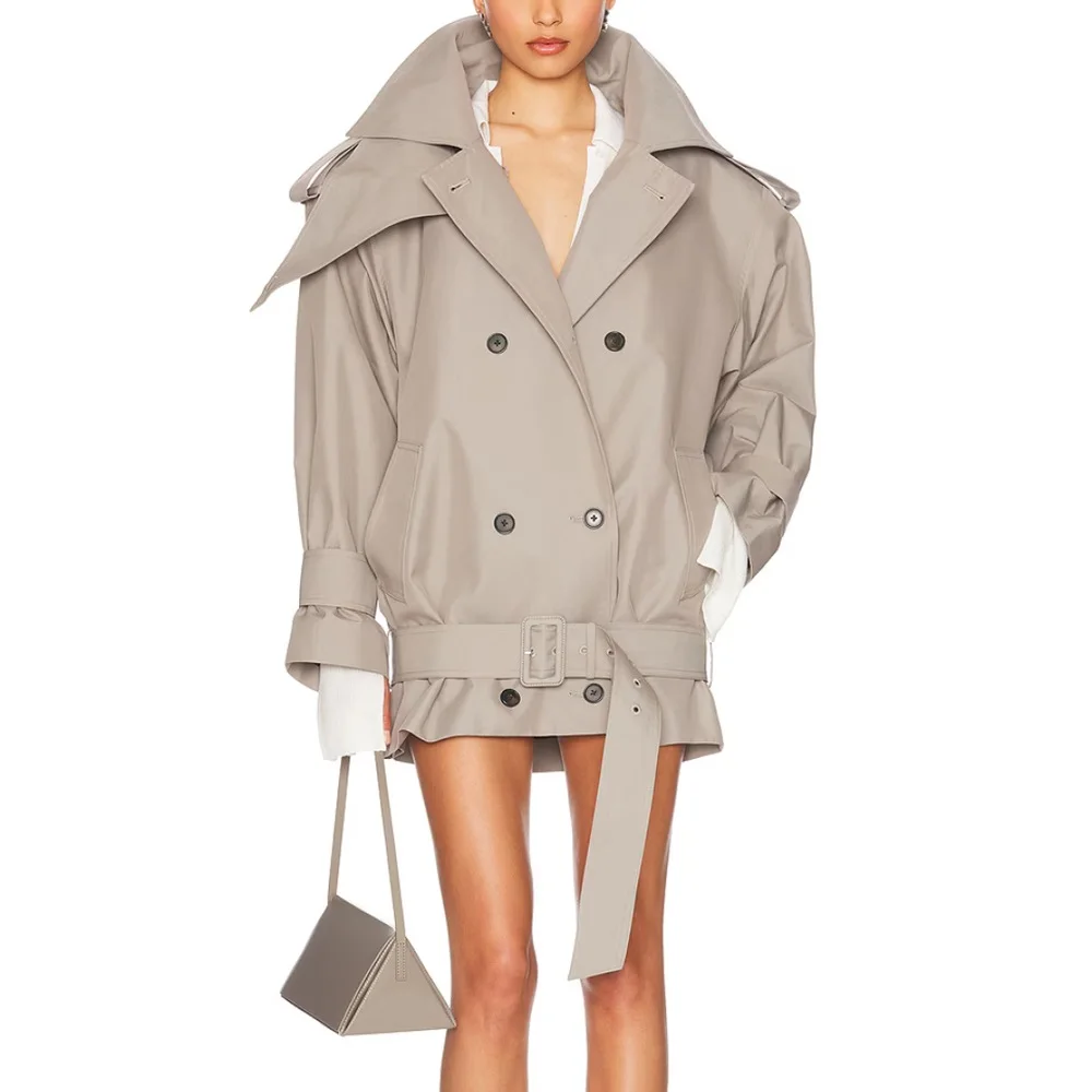 

2025 Spring Women's Jacket Windbreaker Satin Belt Loose Casual Ladies Outerwear y2k New Fashion High Quality Versatile Coat bra