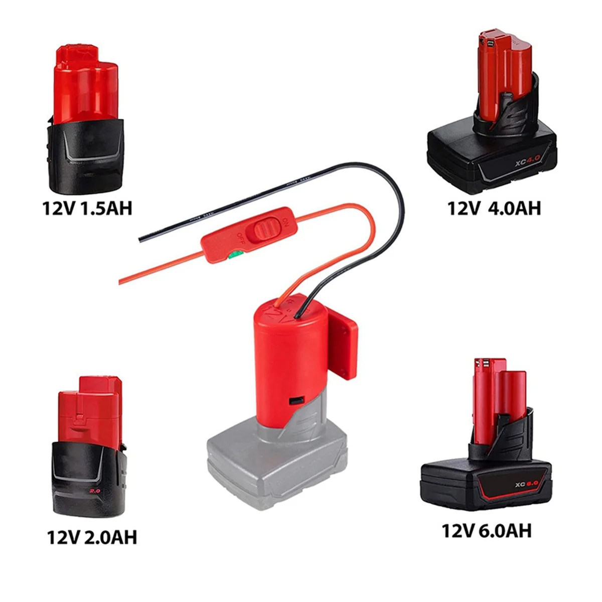 A32P_Battery Adapter for Milwaukee 12V with Switch Fuses & Wire Terminals Battery Adapter Power Tool Battery Converter Kit