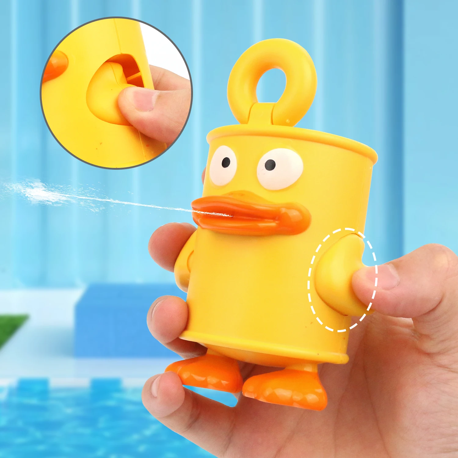 Canned Duck Doll Water Gun Toy, Water Fight Mini Water Gun, Pequena capacidade e alta potência