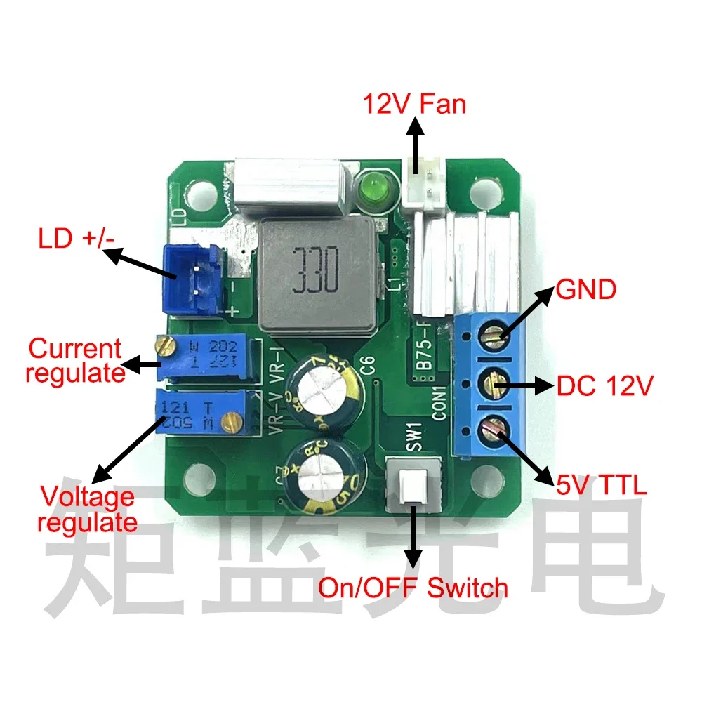 Cartes de pilote PCB pour diode laser verte et bleue, 5A, 12VDC, 1.6W-2W-3.5W-4.75W-5W-5.5W-6W