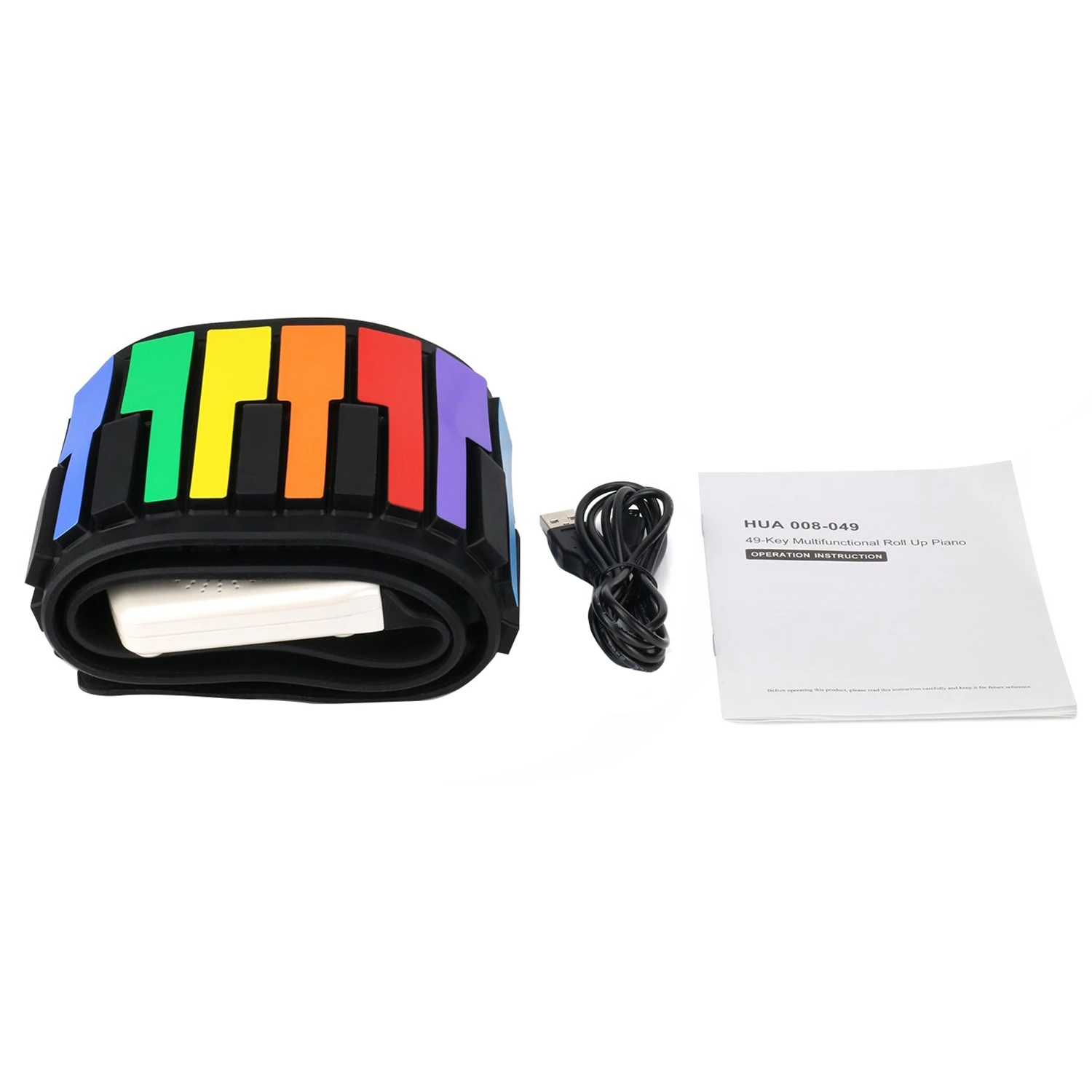 Color 49 Standard Keys Flexible Kids Piano Keyboard Flexible Roll Up Keyboard Piano Built-In Lithium Battery Completely