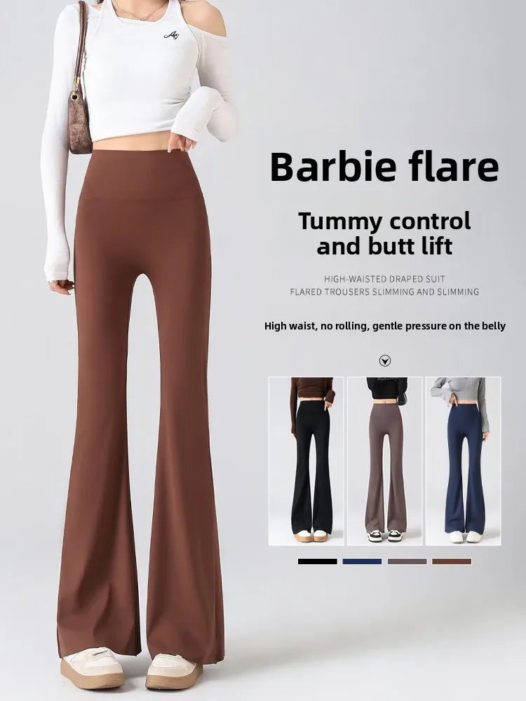 

Ceauve High Waist Bell Bot Yoga Fitn arkskin Pants Women's Spring Autumn New Sle Slimming Butt Lifting Casual Pants