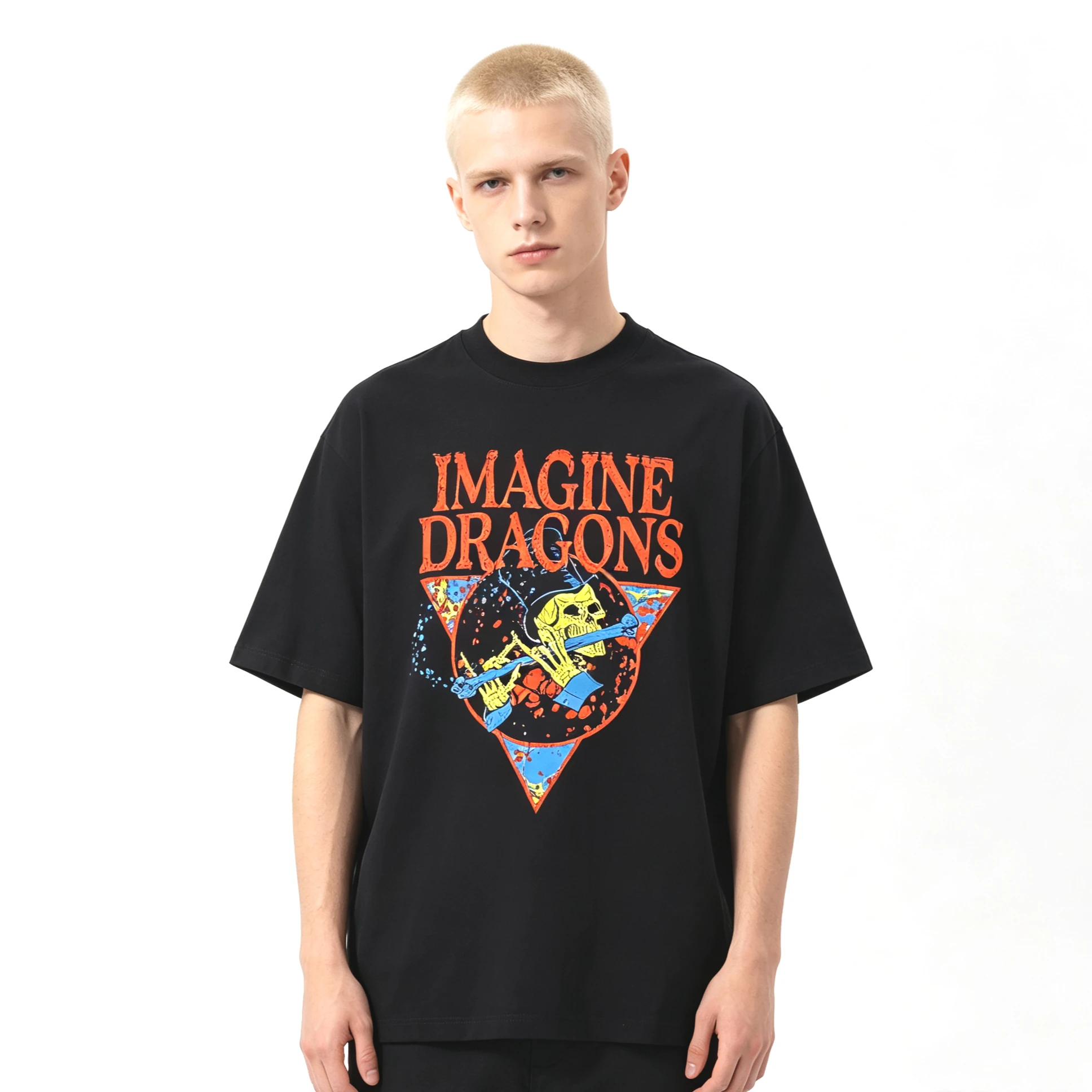 2026 Summer Hot Sale Rock Band Imagine Dragons Skeleton Graphic T-shirt Y2K Unisex Casual T Shirts Gothic Harajuku Punk T-shirt