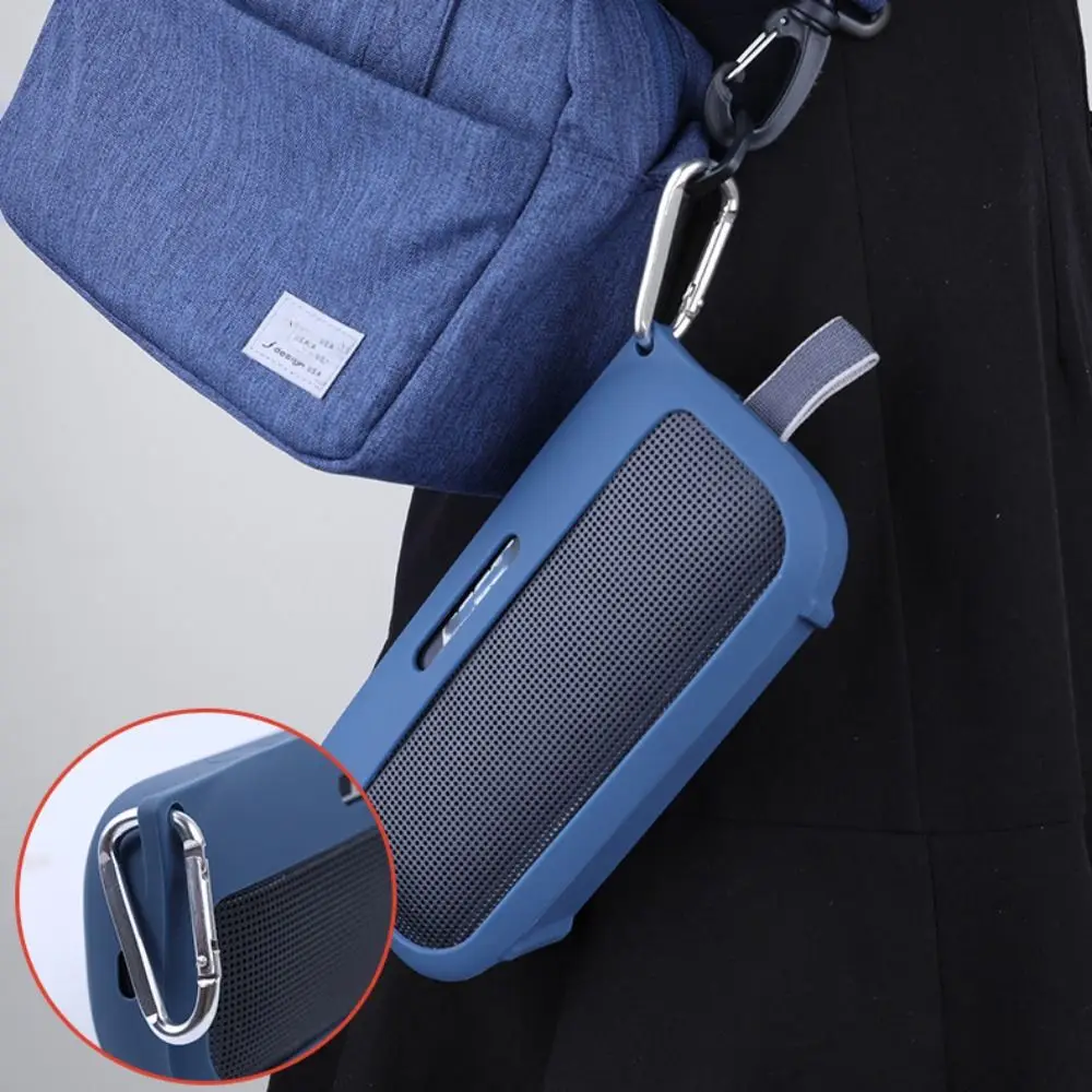 Silicone Wireless Speaker Case with Shoulder Strap Anti Drop Bluetooth Speaker Cover Washable Durable for Bose SoundLink Flex