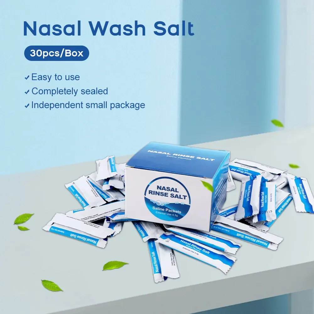 30pcs Nasal Wash Salt for Nose Cleaner Irrigation Salt Nasal Rinse Mix Wash Salt for Neti Pot Cleans Moistens Protects The Nose