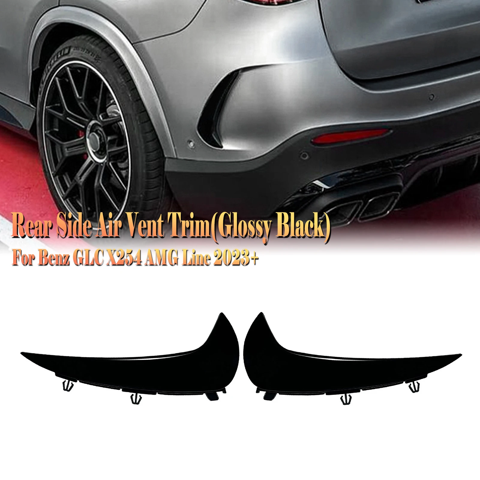 

For Mercedes Benz GLC Class X254 AMG Line 2023+ GLC260 GLC300 Rear Bumper Side Spoiler Air Vent Cover Canards Decorative Trim