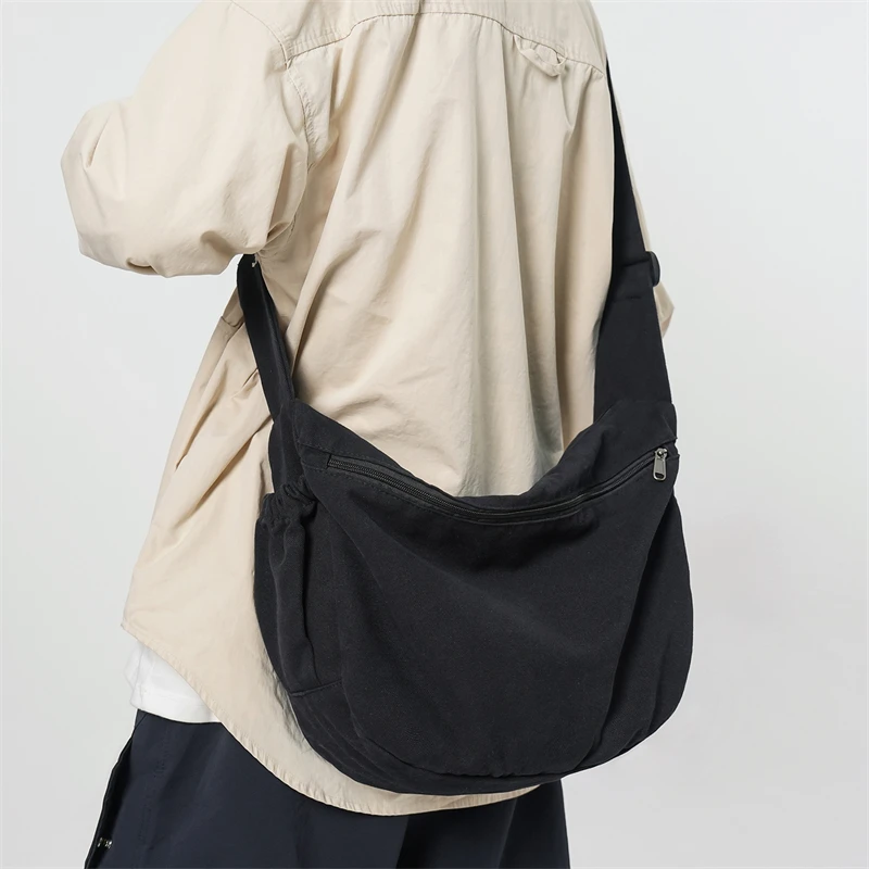 

Solid Color Canvas Shoulder Bag For Women's Casual Messenger Bag Unisex College Student Crossbody Backpack Female Handbags